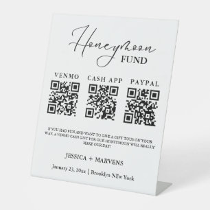 Expositor En L Moderno Monograma boda de luna de miel código QR