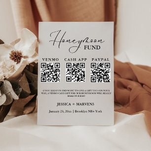 Expositor En L Moderno Monograma boda de luna de miel código QR