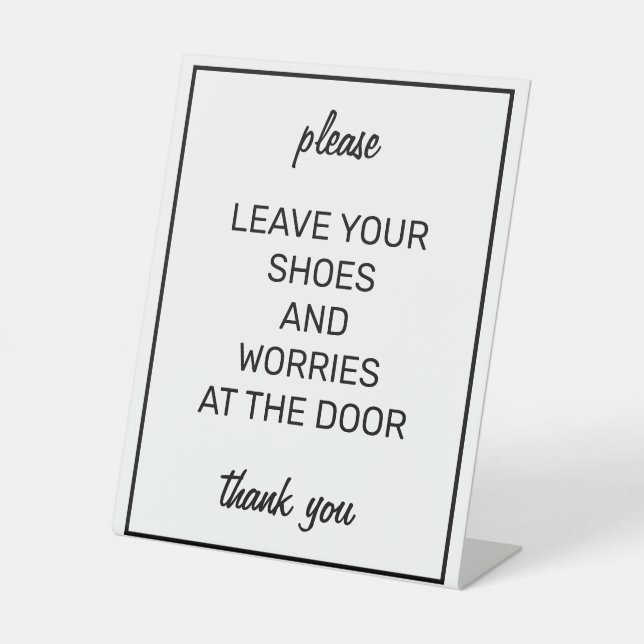 Expositor En L Moderno Rótulo básico blanco para eliminar zapatos (Anverso)