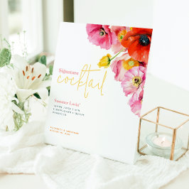 Expositor En L Moderno Rótulo de cócteles con amapola floral y fi
