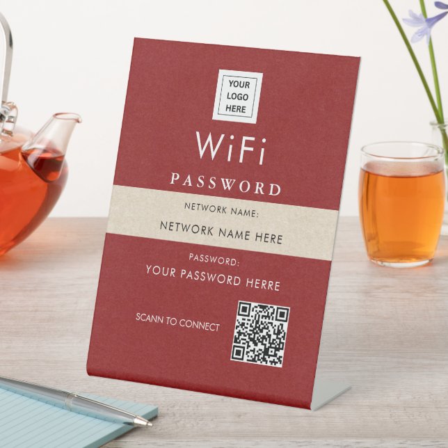 Expositor En L Moderno Rótulo de código QR Wi-Fi Personalizado co (In Situ)