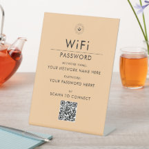 Moderno Rótulo de código QR Wi-Fi Personalizado co