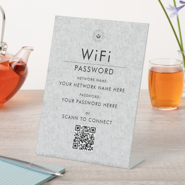 Expositor En L Moderno Rótulo de código QR Wi-Fi Personalizado co (In Situ)