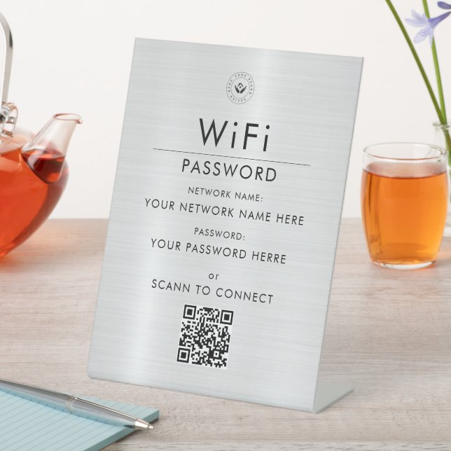Expositor En L Moderno Rótulo de código QR Wi-Fi Personalizado co (In Situ)