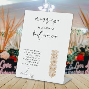 Expositor En L Moderno Rótulo Minimalista de Boda de libros Jenga
