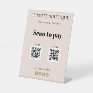Expositor En L Moderno Rubor Pink Scan para pagar códigos QR App 