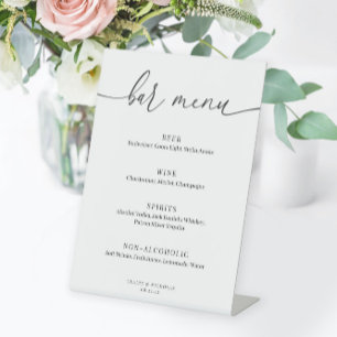 Expositor En L Moderno y elegante menú de Bodas Rótulo Pedestal