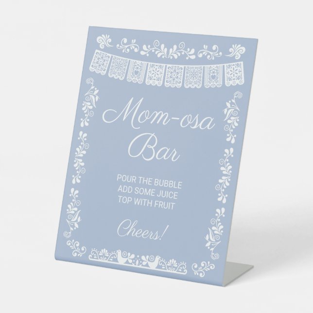 Expositor En L Mom-osa Bar Dusty Blue Baby Shower (Anverso)