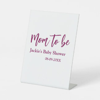 Expositor En L Mom to be baby shower name date pink simple minima