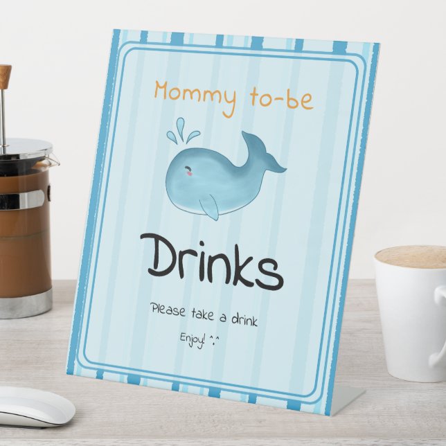 Expositor En L Mommy To Be Cute Whale Baby Shower Drinks (In Situ)