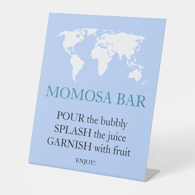 Expositor En L Momosa Bar Travel Passport Journey Map Baby Shower (Anverso)