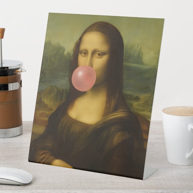 Expositor En L Mona Lisa Soplando Goma Rosa (In Situ)