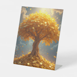 Expositor En L monedas de oro de los árboles de dinero dorado