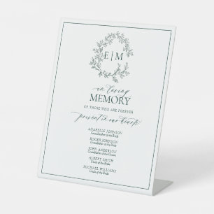 Expositor En L Monograma de Leafy Verde Esmeralda en memoria amor