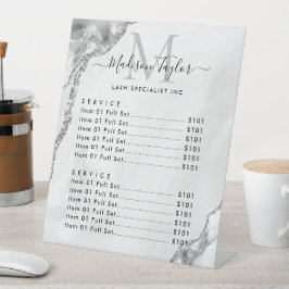 Expositor En L Monograma de mármol Agate Purpurina gris plateado 