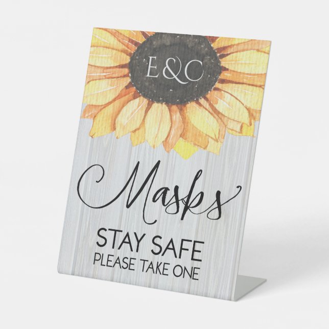 Expositor En L Monograma de máscara floral de girasol ruso (Anverso)