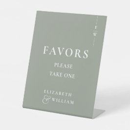 Expositor En L Monograma moderno Sage Green Favor Boda