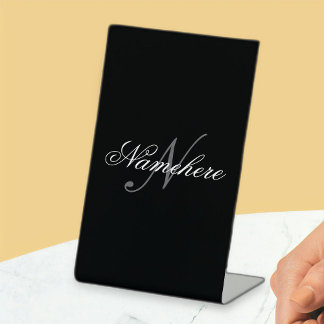 Expositor En L Monograma único personalizado de nombre blanco y n