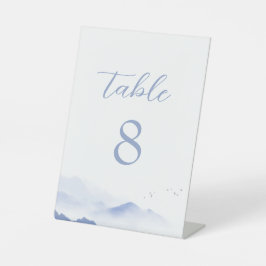 Expositor En L Montañas azules y pájaros número de tabla boda