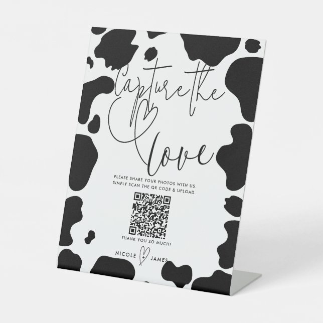 Expositor En L Moo Cow Spots Black White Boda Captura el amor (Anverso)