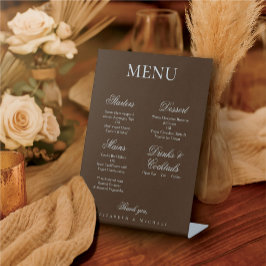 Expositor En L Moody Coffee Minimalist Boho Wedding Menu
