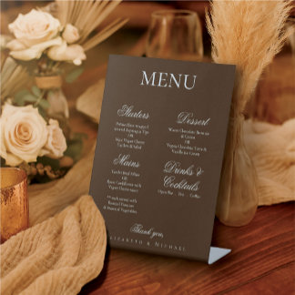 Expositor En L Moody Coffee Minimalist Boho Wedding Menu
