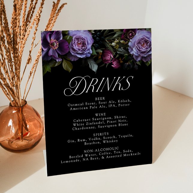 Expositor En L Moody Gothic Purple Floral Boda Bebida Menú (Subido por el creador)