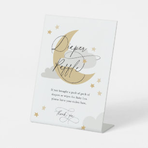 Expositor En L Moon and Stars Diaper Raffle Rótulo Gray Baby Show