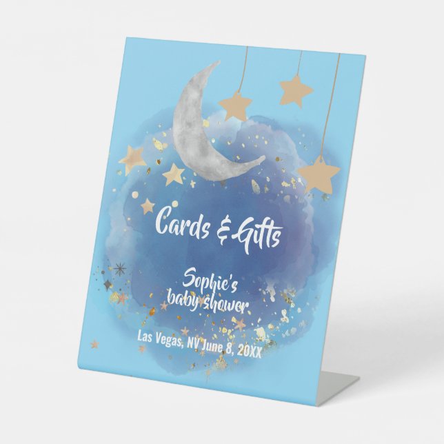 Expositor En L Moon And Stars Royal Blue Gold Cards & Gifts (Anverso)