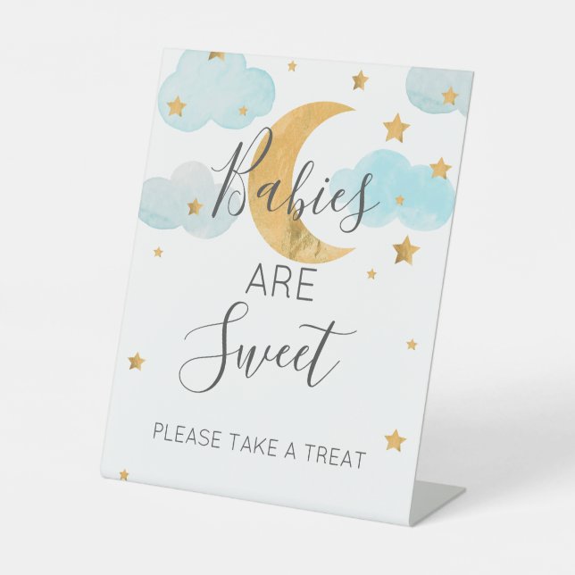 Expositor En L Moon & Stars Baby Shower Treat Sign (Anverso)