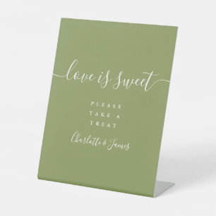 Expositor En L Moss Green Elegant Script Love is Sweet Favor