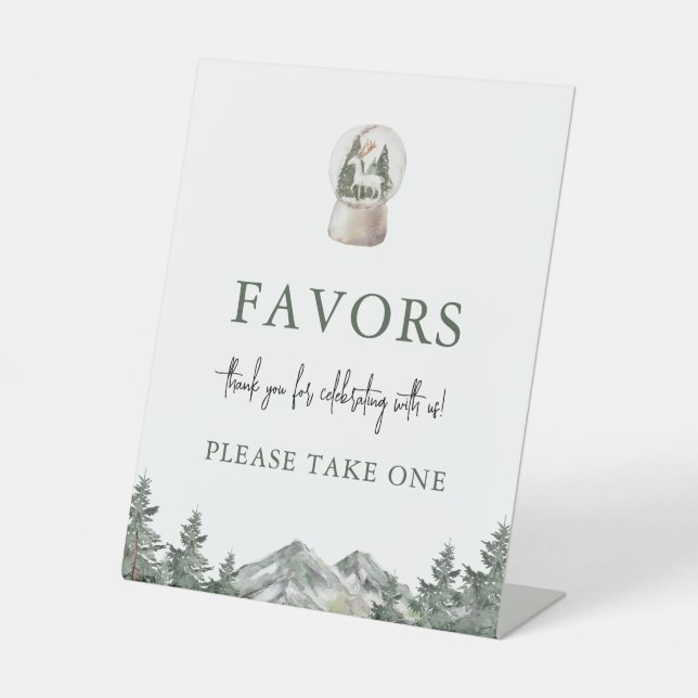 Expositor En L Mountain Winter Onederland Birthday Favor Rótulo (Anverso)
