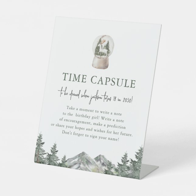 Expositor En L Mountain Winter Onederland Cumpleaños Time Capsule (Anverso)