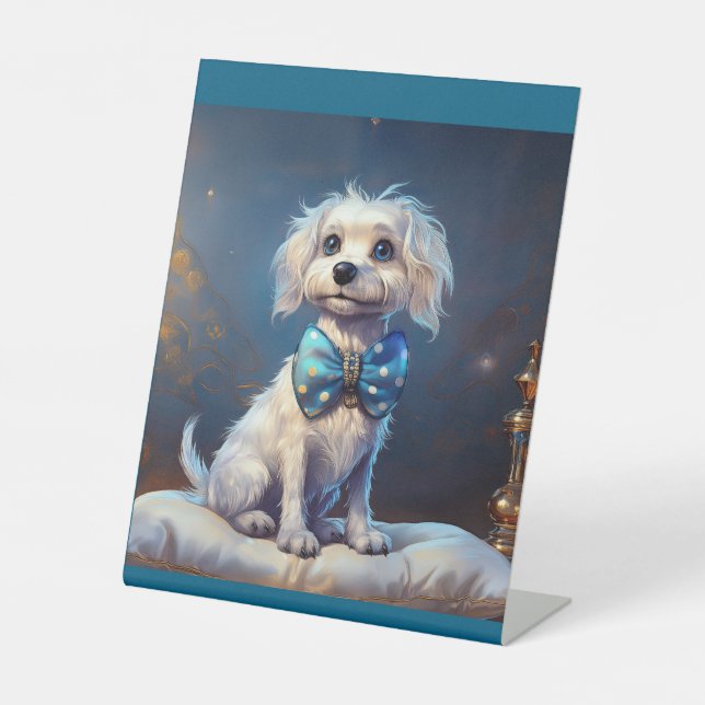 Expositor En L Muy Lindo Perrito Con Corbata Azul (Anverso)