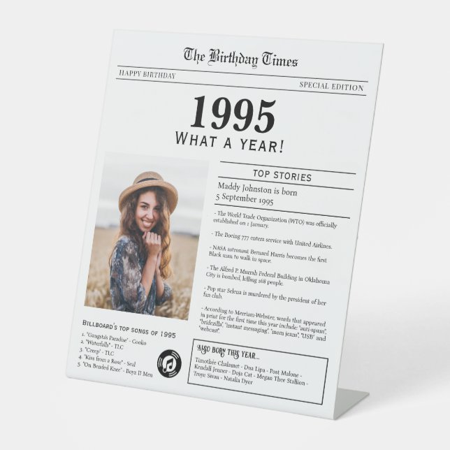 Expositor En L Nacido en la tabla de cumpleaños de 1995 (Anverso)