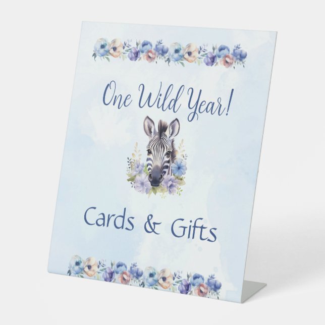 Expositor En L Nacimiento de cebra floral azul (Anverso)