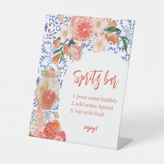 Expositor En L Naranja acuático Aperol Spritz Bar Bridal Shower (Anverso)