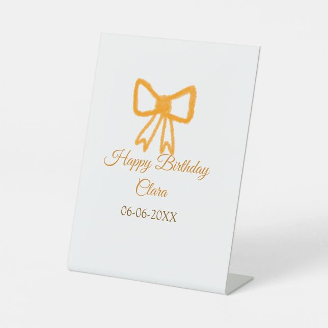 Expositor En L Naranja amarillo arco acuarela retro feliz cumplea (Anverso)