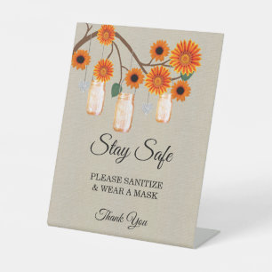 Expositor En L Naranja Burlap Floral Mason Jar Boda Seguridad