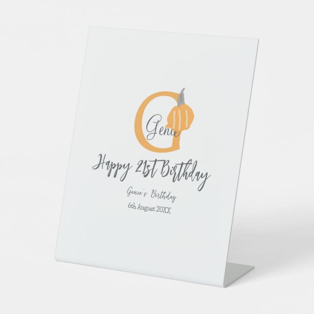 Expositor En L Naranja calabaza otoño cumpleaños 21 gris pastel o (Anverso)