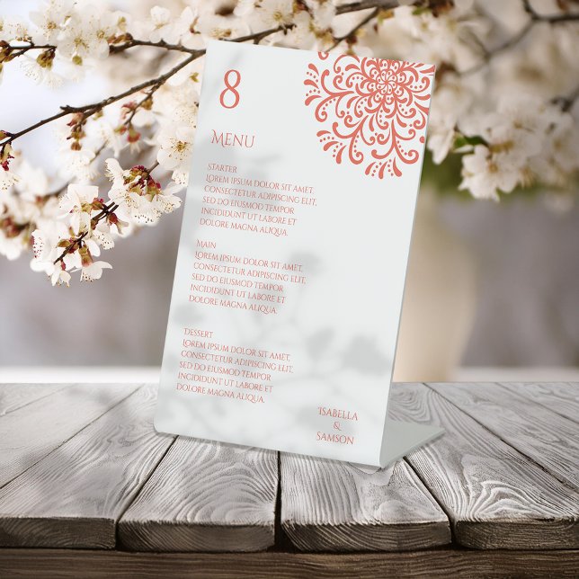 Expositor En L Naranja caprichoso Red Flourier Boda Menú (Subido por el creador)