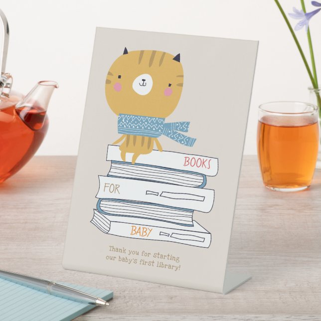 Expositor En L Naranja personalizado Cat Baby Shower (In Situ)