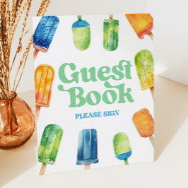 Expositor En L Naranja verde azul Popsicle Guest Book Table Rótul