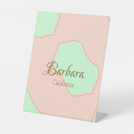 Expositor En L Naranja verde pastel boho añadir el nombre lugar e