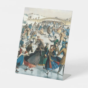 Expositor En L Navidad Victoriana Central Park Currier & Ives