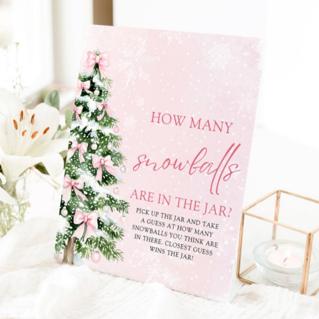 Expositor En L Navidades adivinan cuántas bolas de nieve hay en B (Christmas Guess How Many Snowballs Baby Shower Sign)