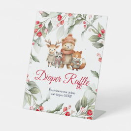Expositor En L Navidades Animales Rótulo Baby Shower Diaper Raffl