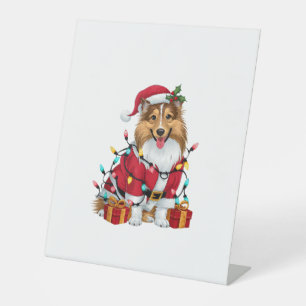 Expositor En L Navidades de perro de Santa Sheltie de alumbrado n