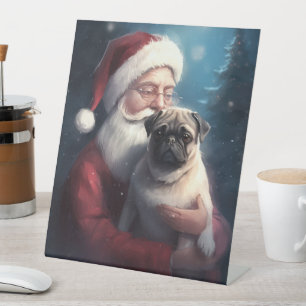 Expositor En L Navidades festivos de Pug con Santa Claus