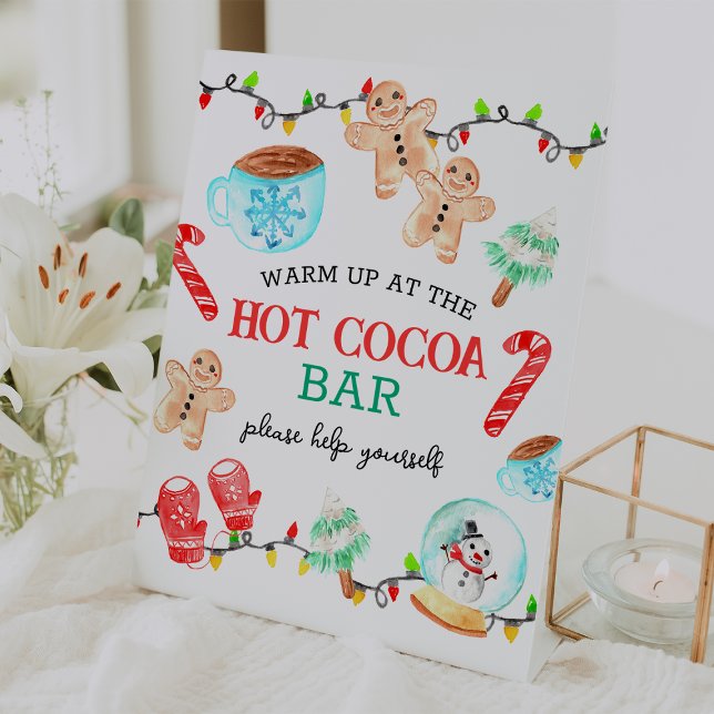 Expositor En L Navidades más extravagantes del Hot Cocoa Bar (Cute Christmas Most ONEDERFUL Hot Cocoa Bar Pedestal Sign)